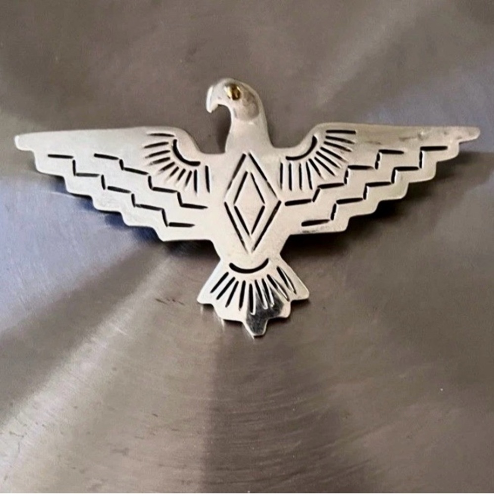Large 15 gram 3” x 2.75” Taxco Sterling Thunderbird Brooch Art Deco Design READ!